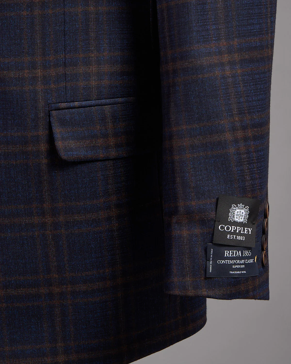 Super 130's Wool Check 'Gibson' Fit Sport Jacket - Image 4