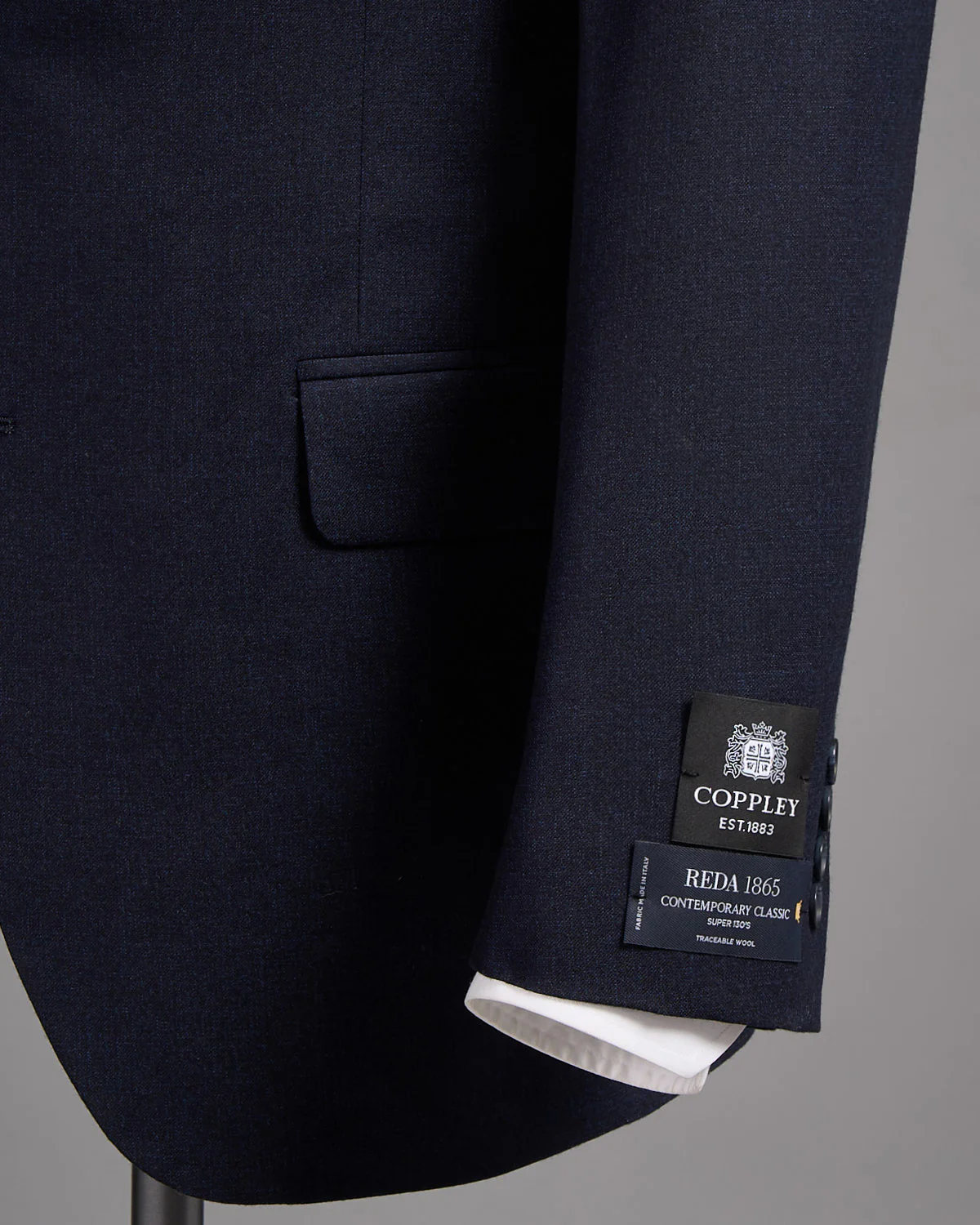 Super 130's Wool Solid Navy Melange Suit - Image 5