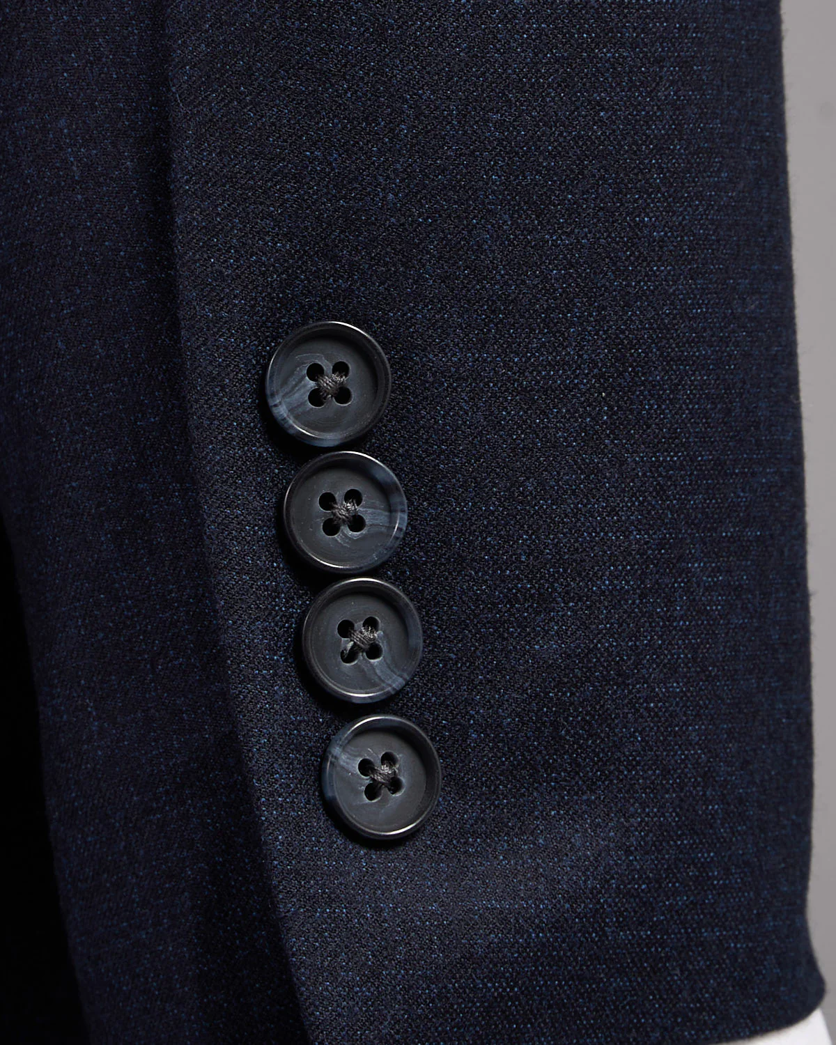 Super 130's Wool Solid Navy Melange Suit - Image 7