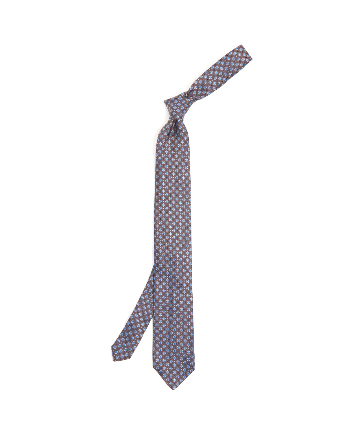 Chocolate Blue Medallion Silk Tie