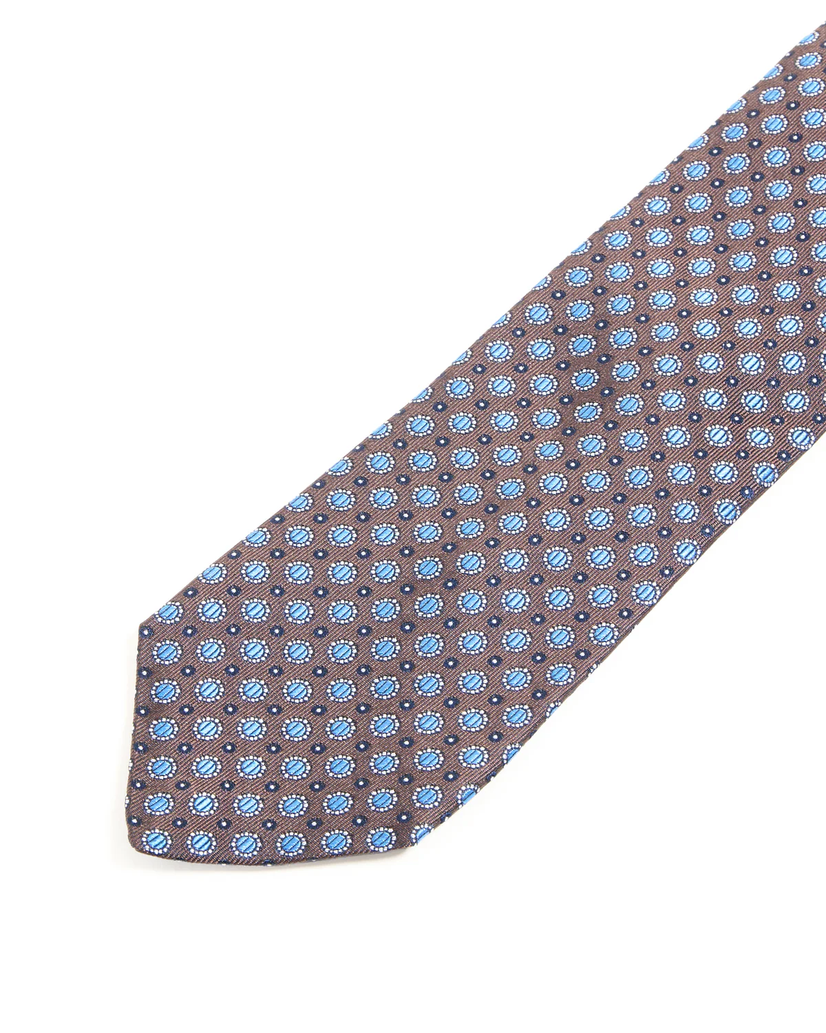 Chocolate Blue Medallion Silk Tie - Image 3