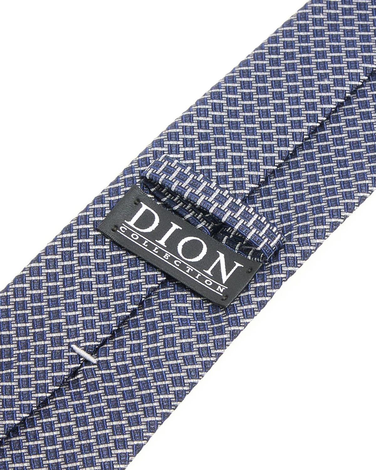Deep Navy Micro Basketweave Silk Tie - Image 2