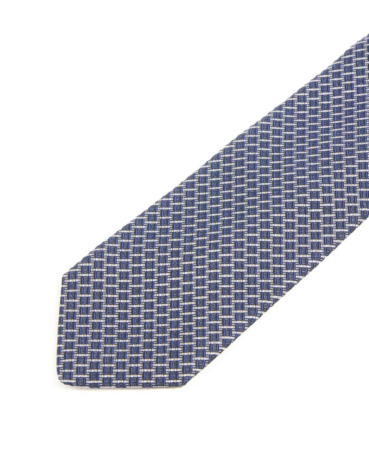 Deep Navy Micro Basketweave Silk Tie - Image 3