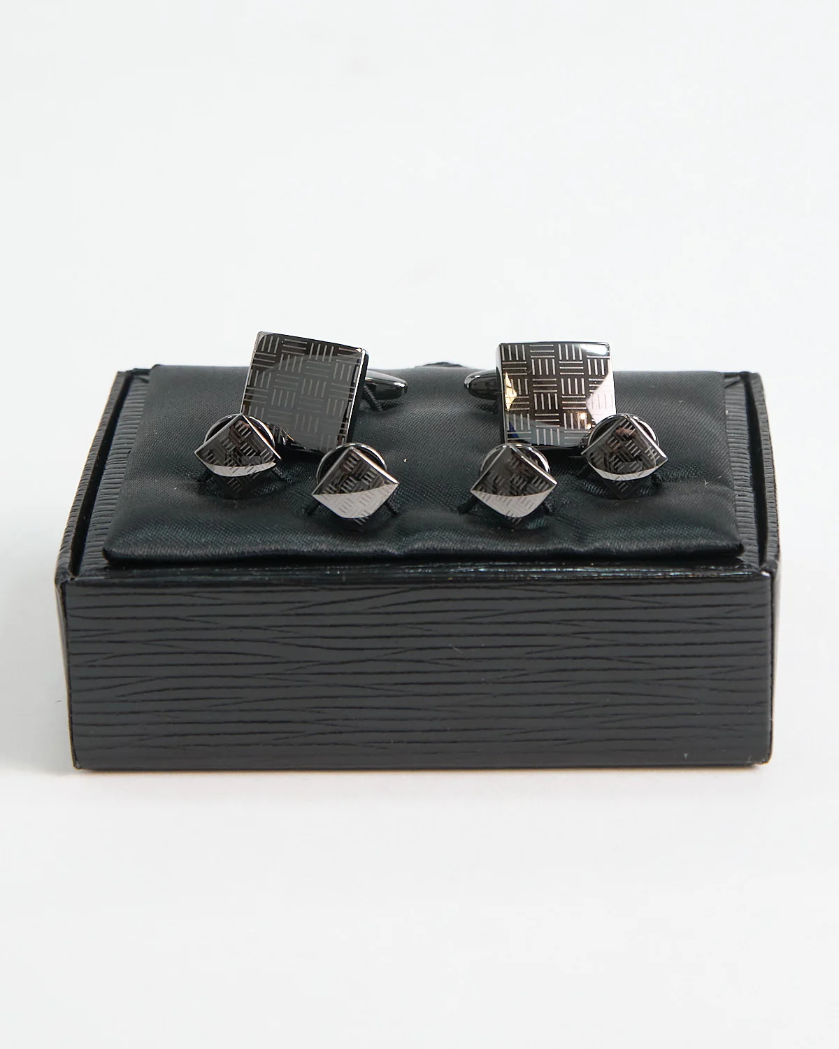 Edged Square Cuff Link Stud Set