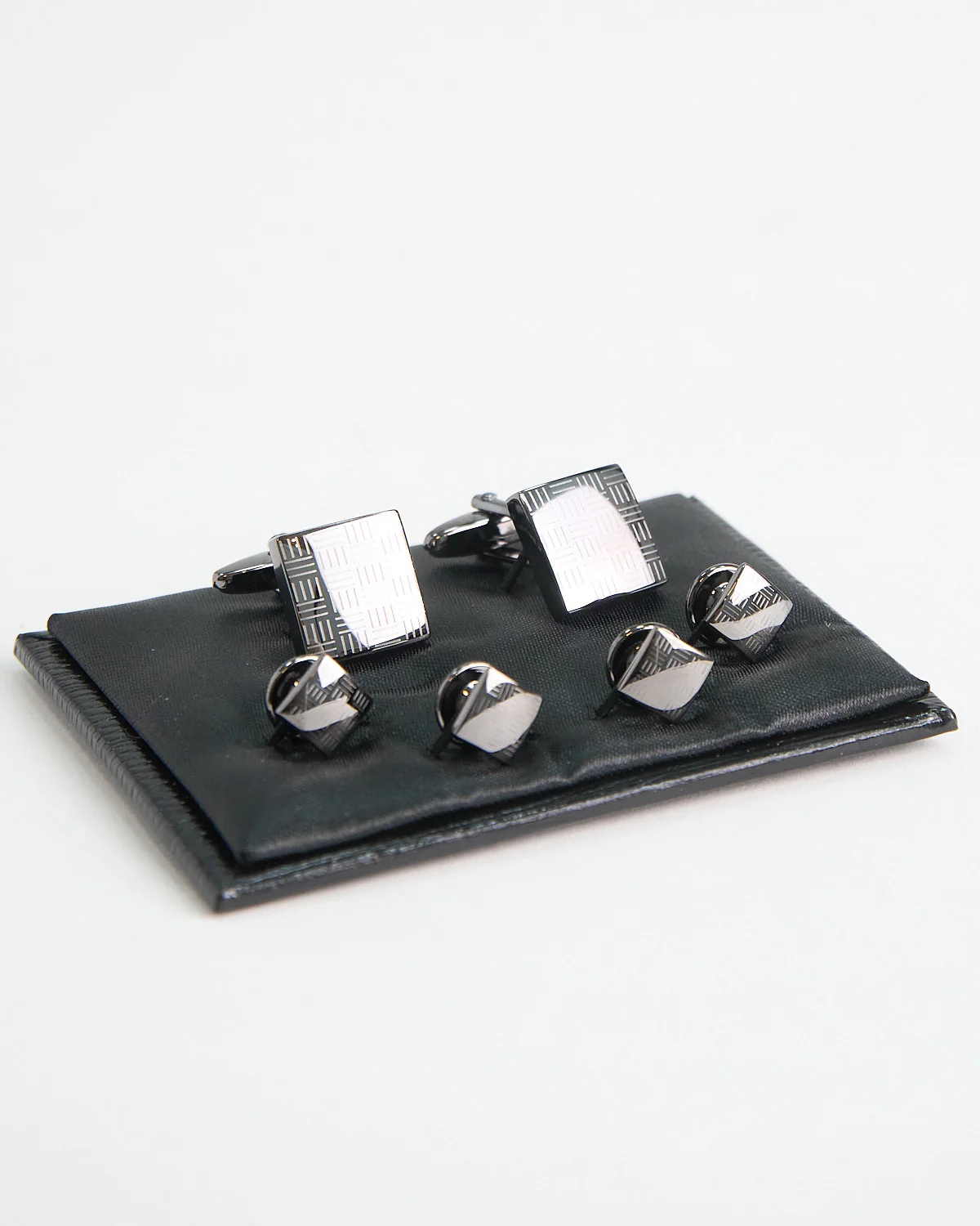 Edged Square Cuff Link Stud Set - Image 3