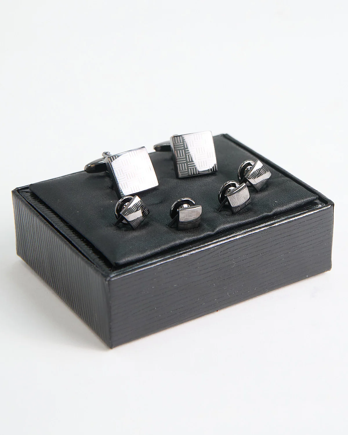 Edged Square Cuff Link Stud Set - Image 4