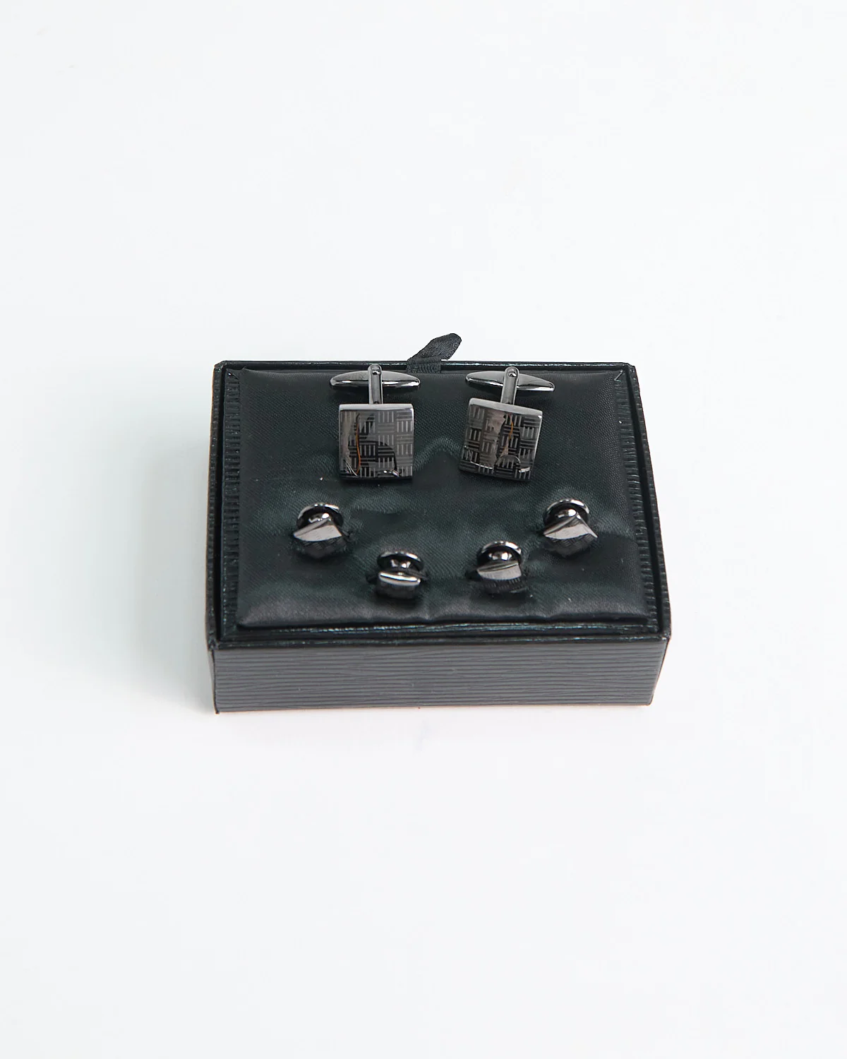 Edged Square Cuff Link Stud Set - Image 5