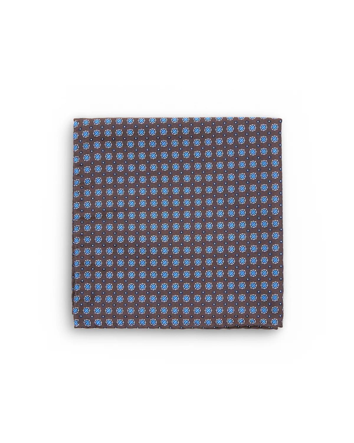 Espresso Blue Medallion Silk Pocket Square