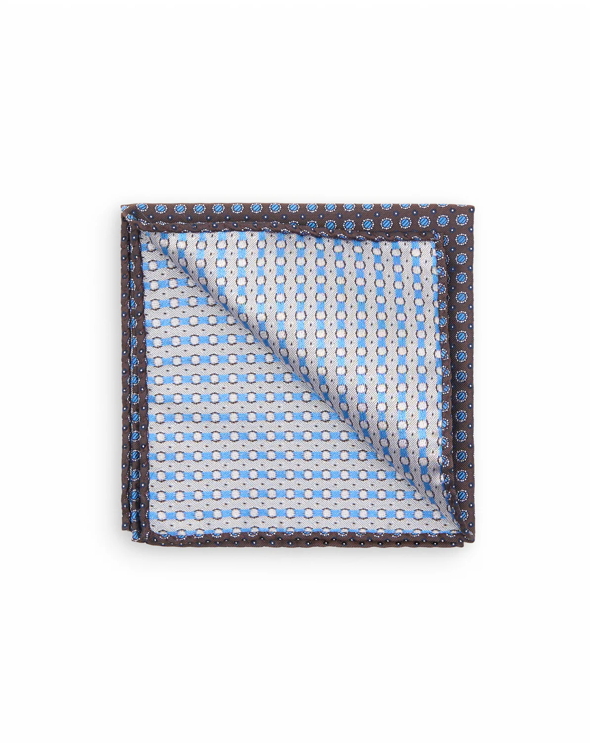 Espresso Blue Medallion Silk Pocket Square - Image 2