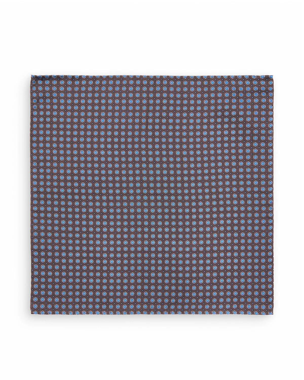 Espresso Blue Medallion Silk Pocket Square - Image 3