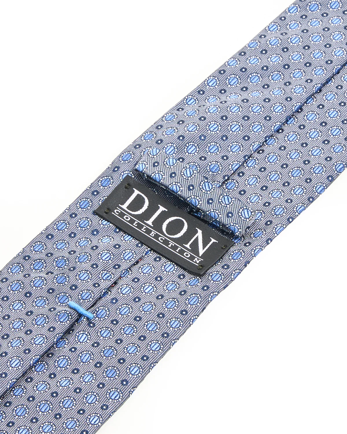 Navy Blue Medallion Silk Tie - Image 2