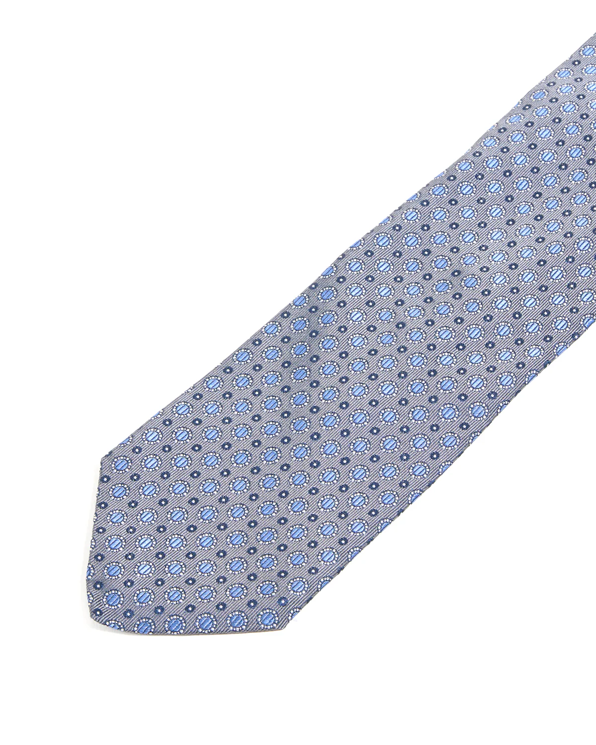 Navy Blue Medallion Silk Tie - Image 3