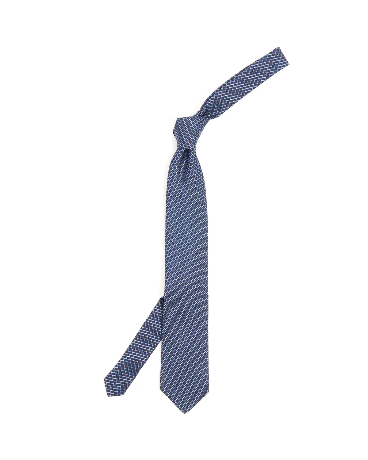 Navy Micro Basketweave Silk Tie