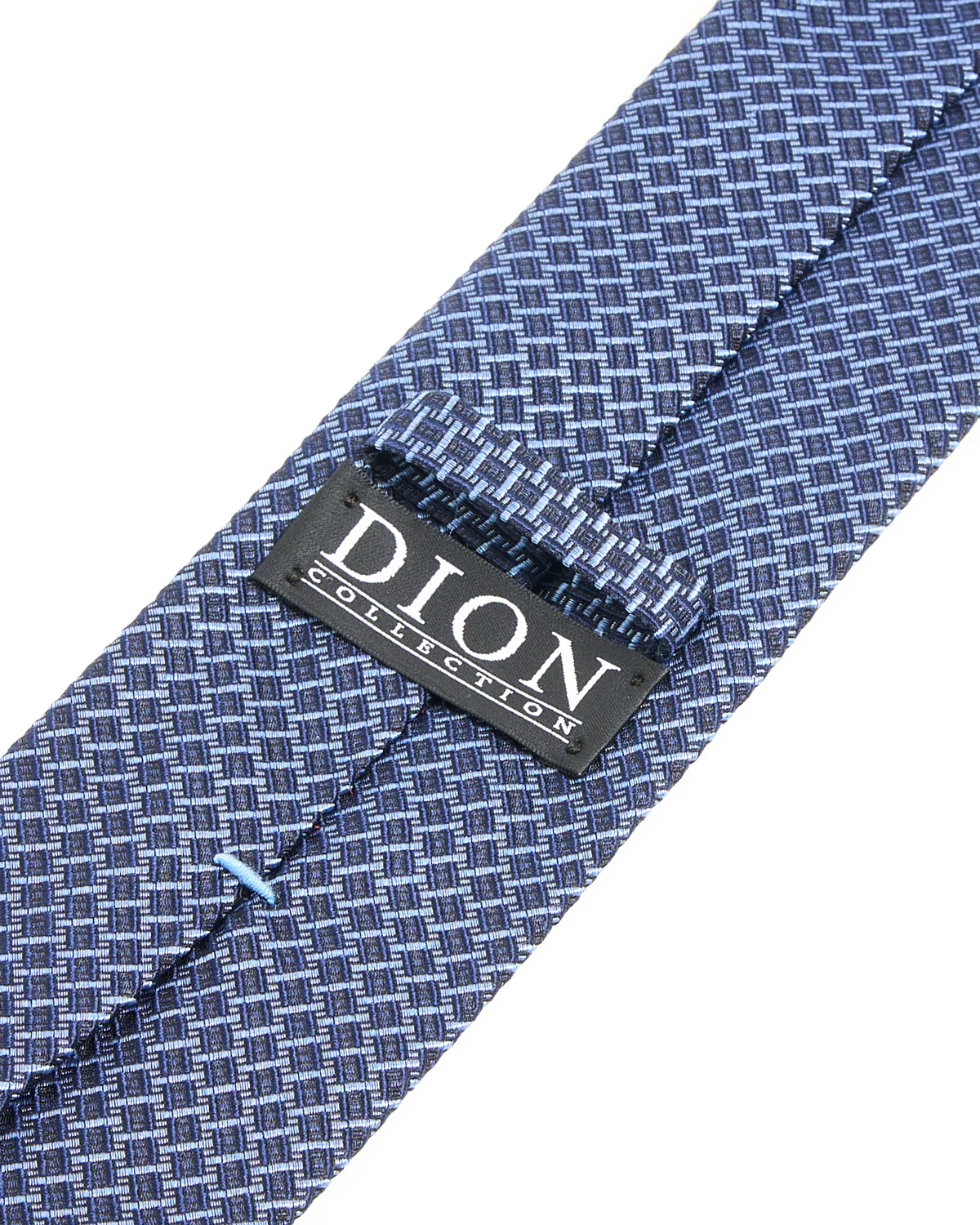 Navy Micro Basketweave Silk Tie - Image 2
