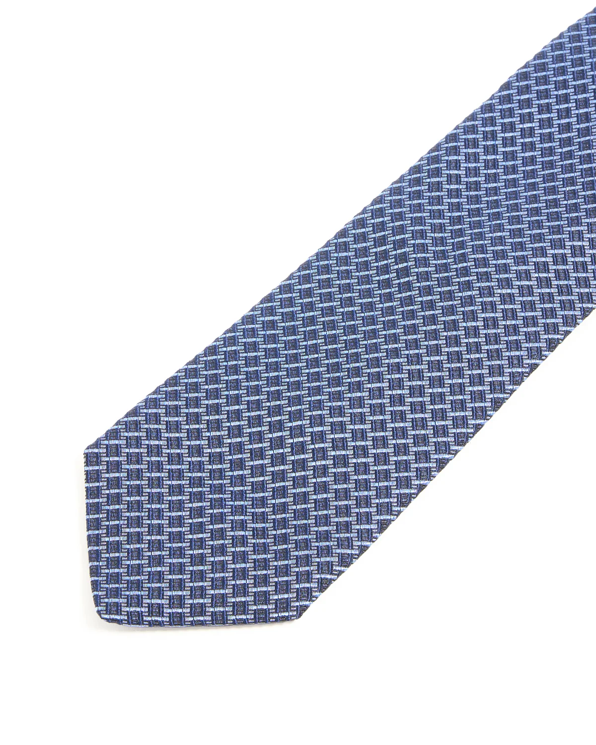 Navy Micro Basketweave Silk Tie - Image 3