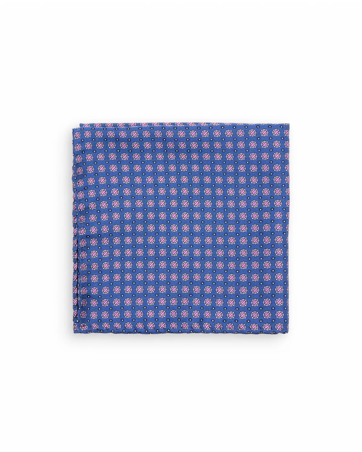 Navy Pink Medallion Silk Pocket Square