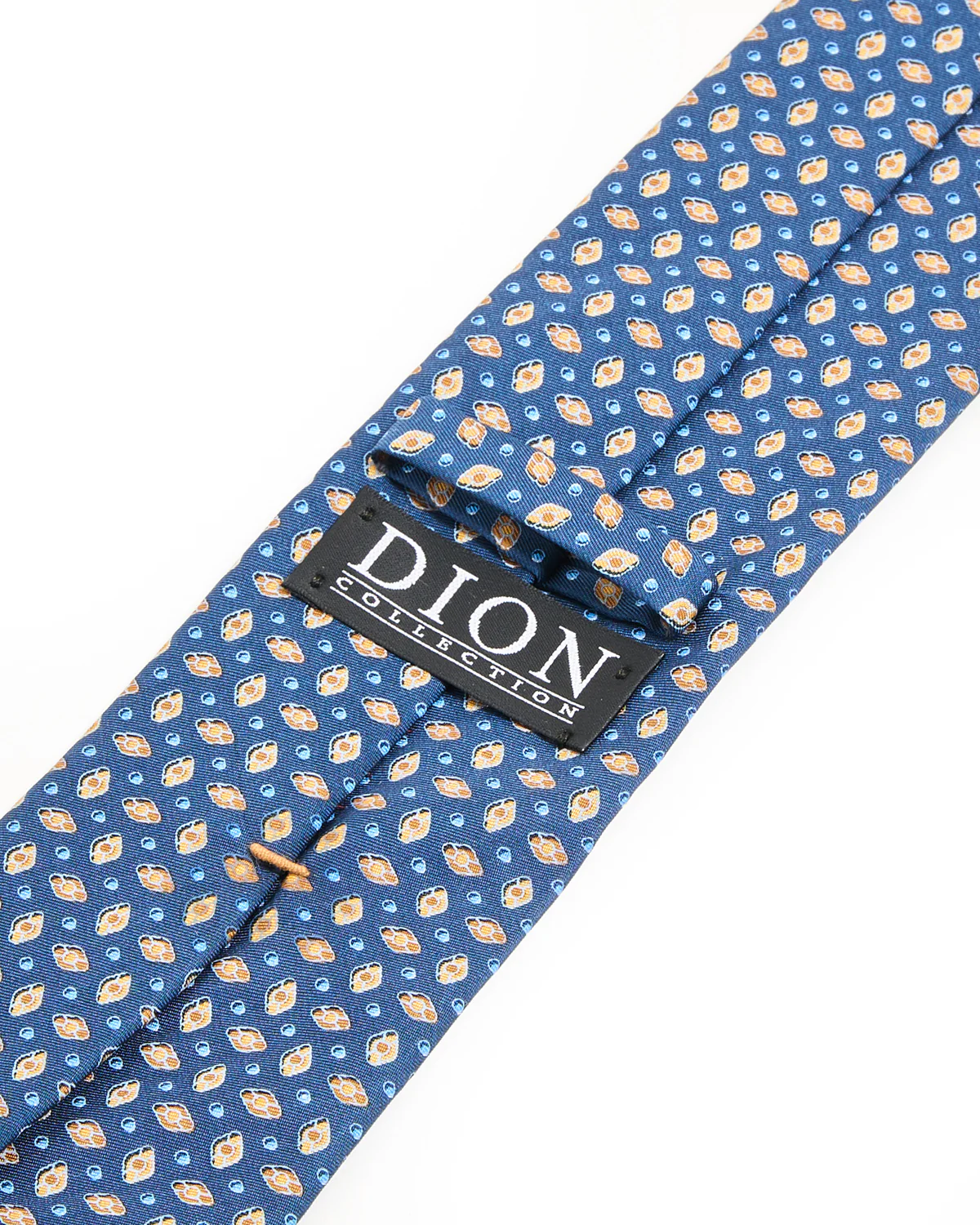 Navy Saffron Neat Silk Tie - Image 2