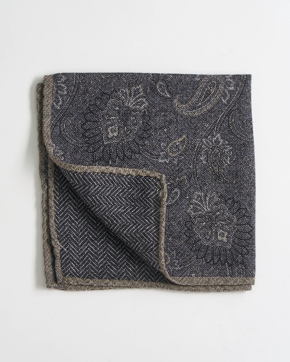 Paisley/Chevron Wool Double Sided Pocket Square