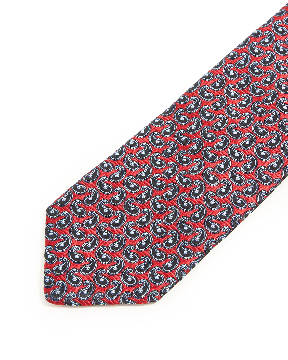 Red Navy Paisley Silk Tie - Image 3