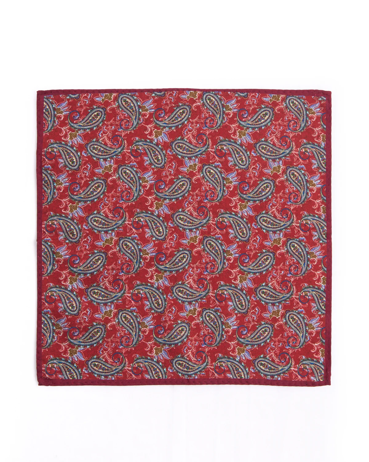 Silk Double Printed Floral/Paisley Pocket Square - Image 3