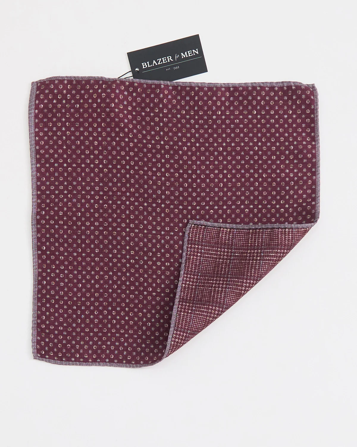 Silk Reversible Dot, Prince Of Wales Pocket Square - Image 3