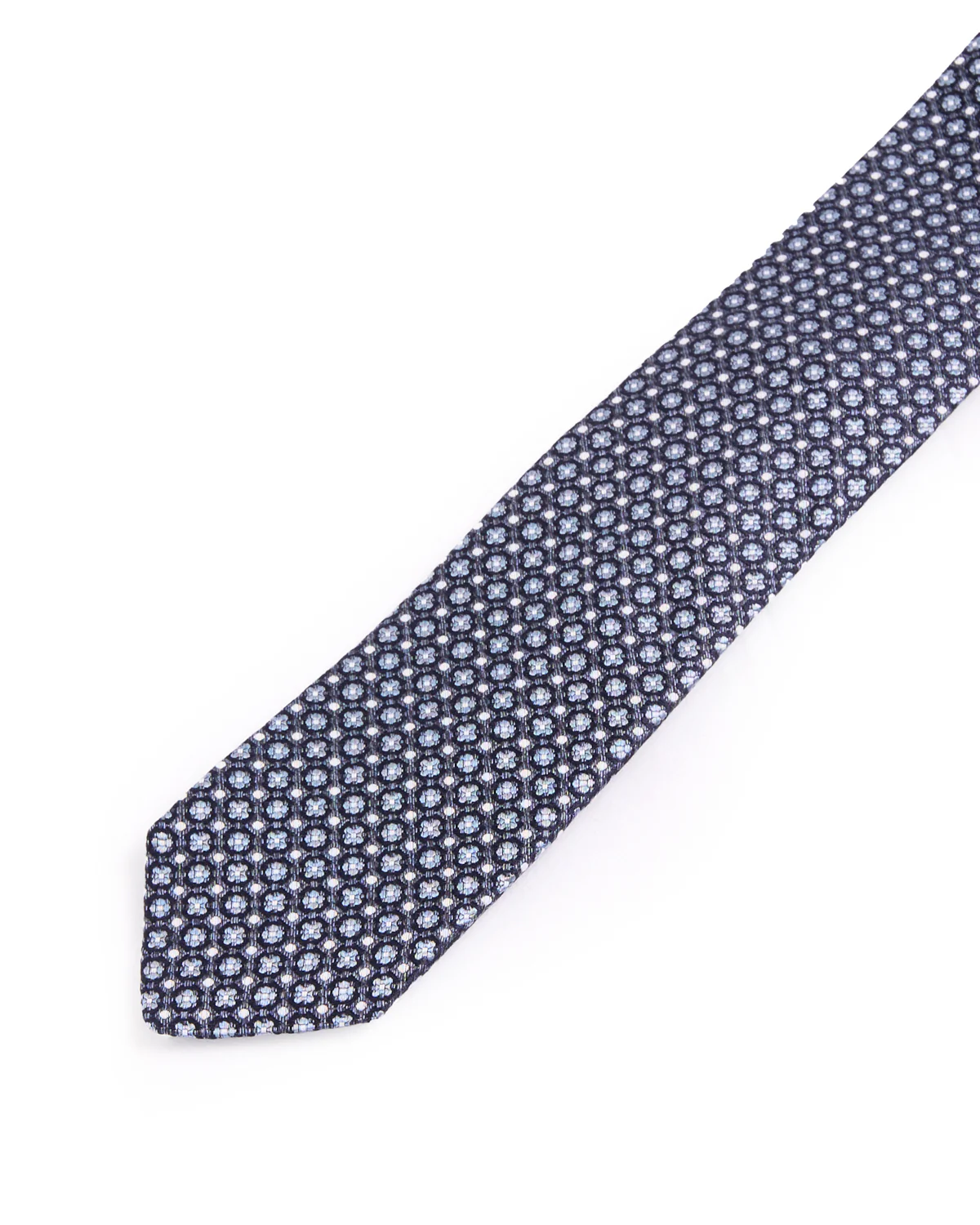 Silk Woven Jacquard Clover Dot Medallion Tie - Image 2