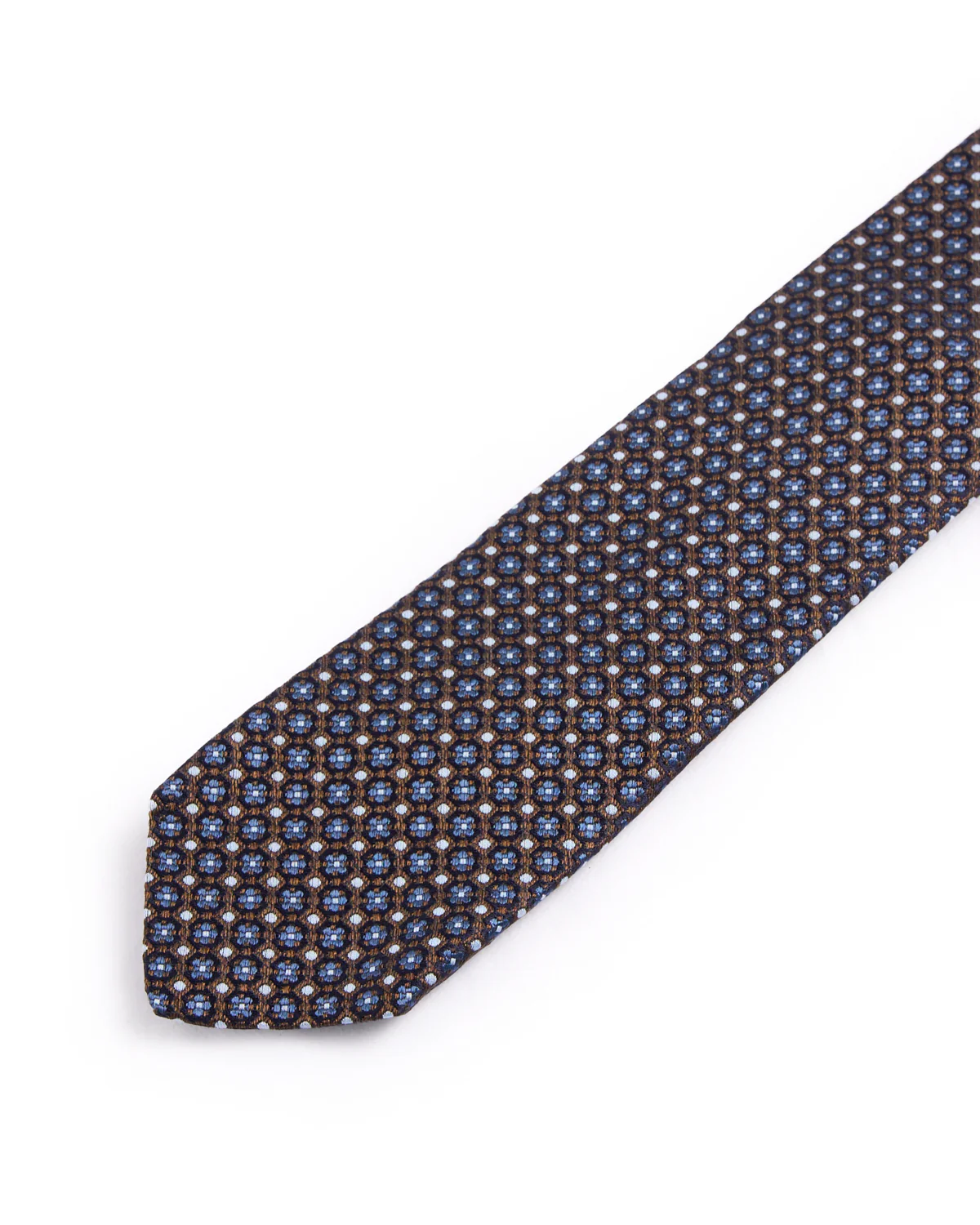 Silk Woven Jacquard Clover Dot Medallion Tie - Image 2