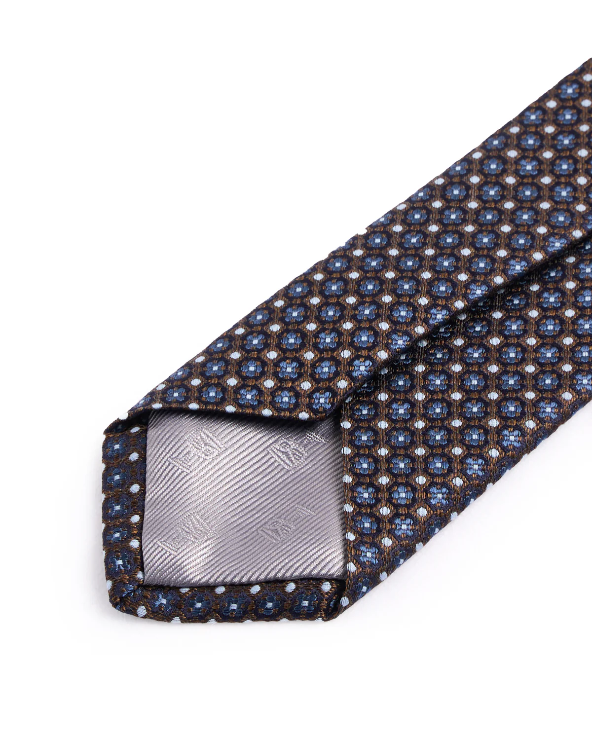 Silk Woven Jacquard Clover Dot Medallion Tie - Image 3