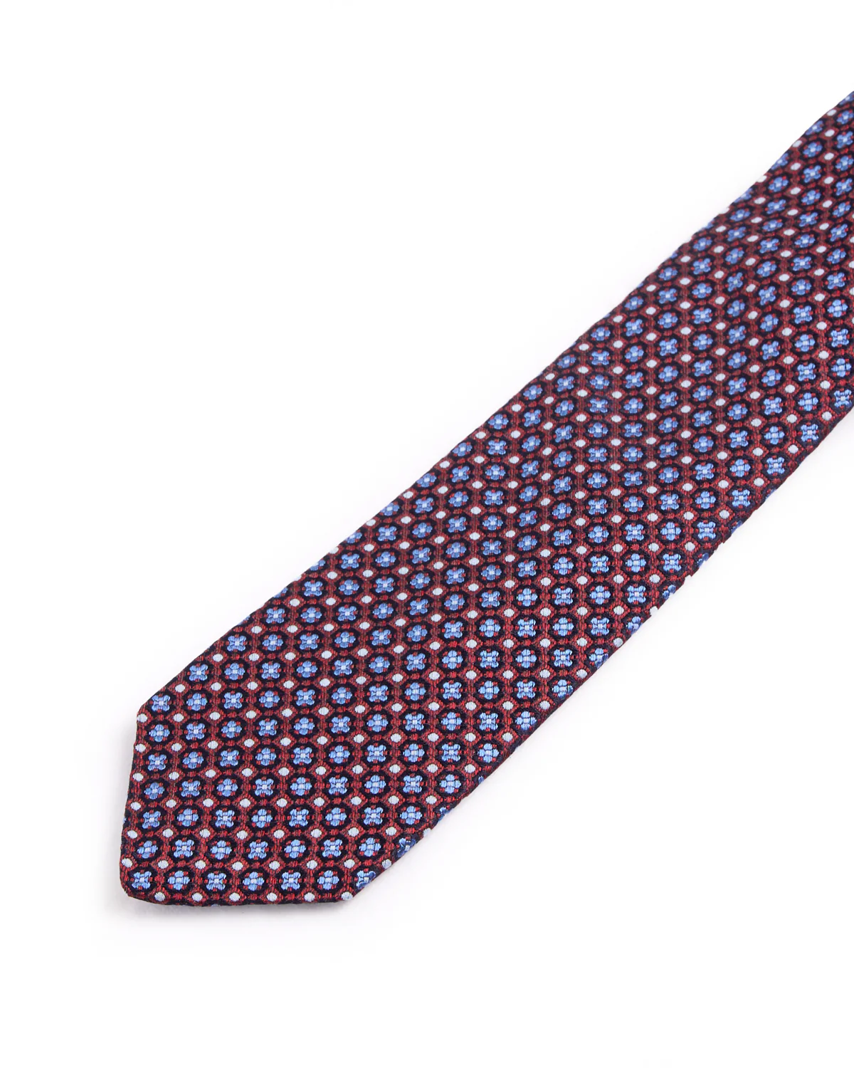 Silk Woven Jacquard Clover Dot Medallion Tie - Image 2