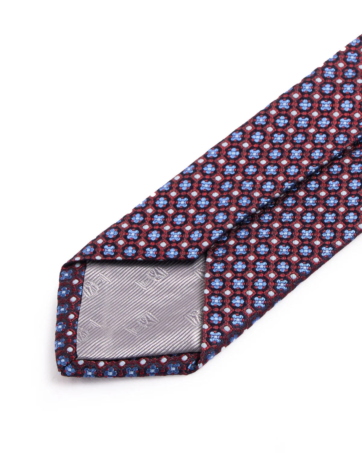 Silk Woven Jacquard Clover Dot Medallion Tie - Image 3