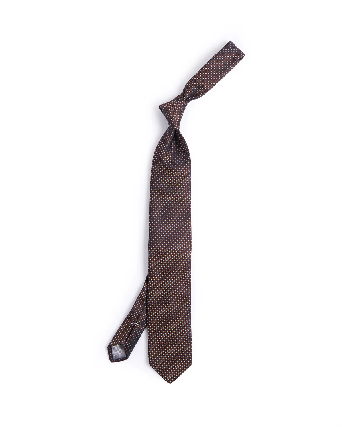 Silk Woven Jacquard Windowpane Micro Neat Tie