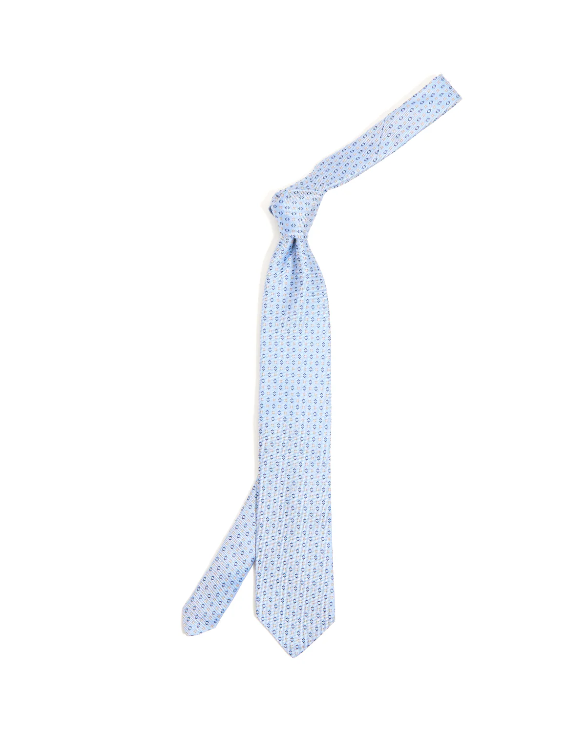 Sky Blue Diamond Dot Silk Tie