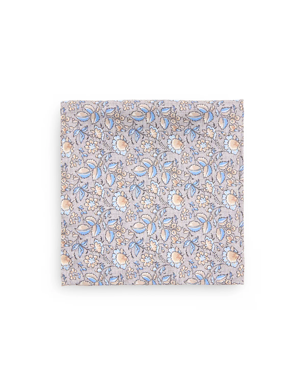 Smoke Blue Floral Silk Pocket Square