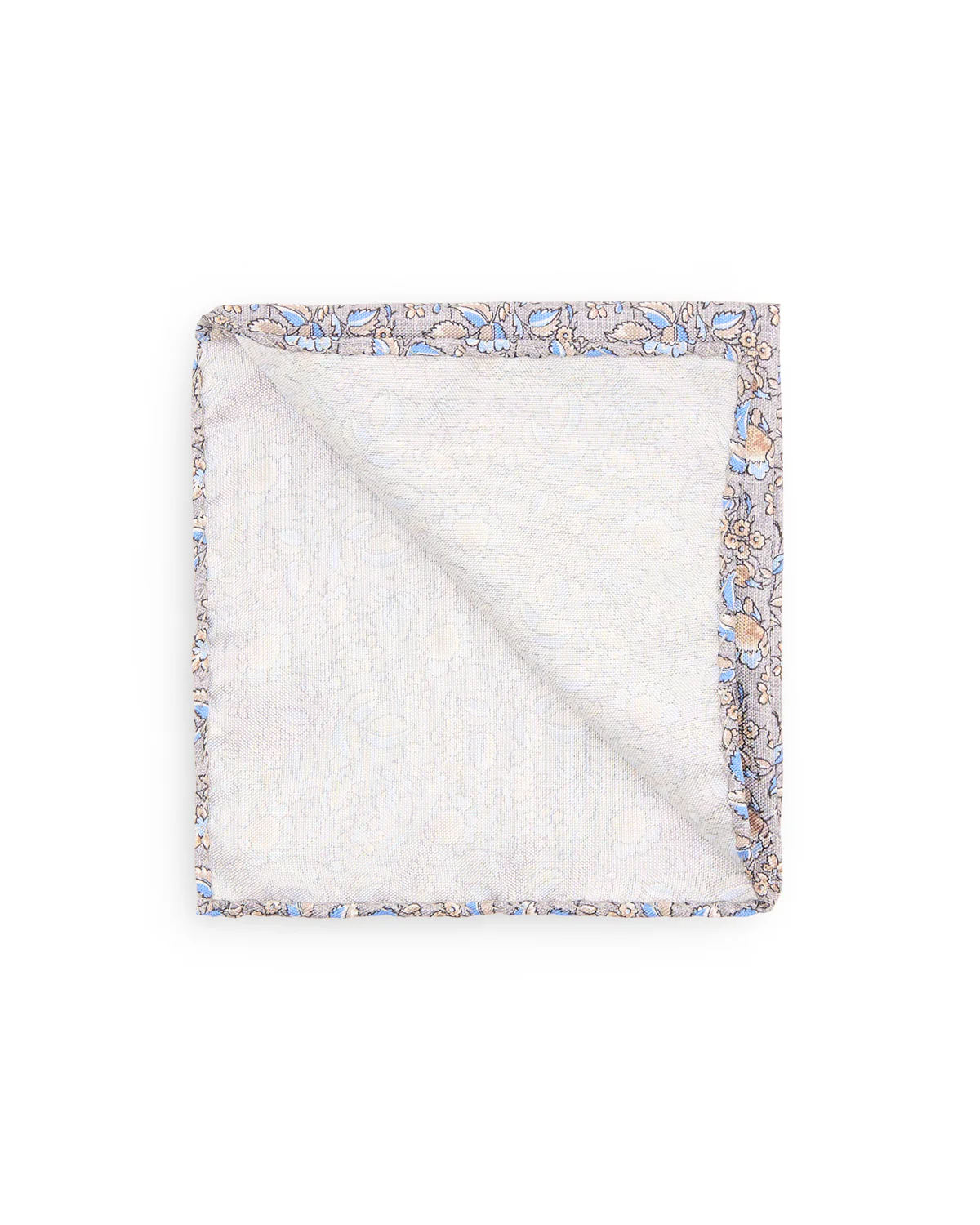 Smoke Blue Floral Silk Pocket Square - Image 2