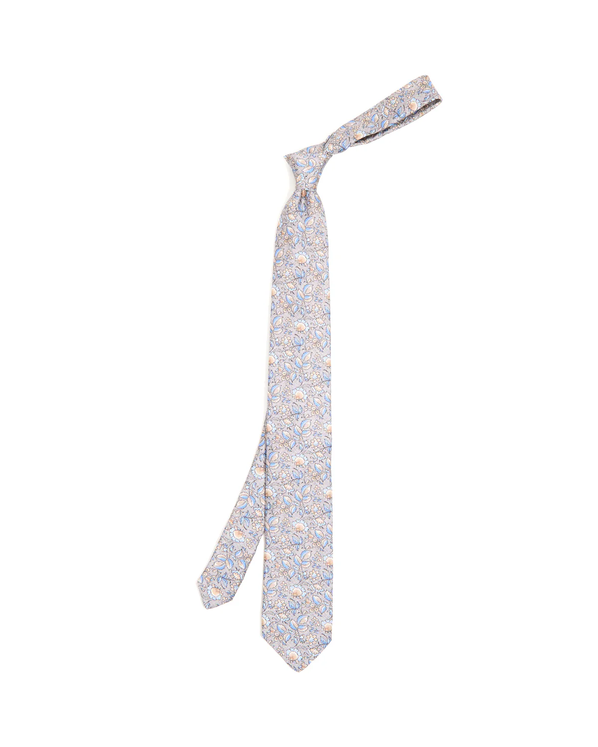 Smoke Blue Floral Silk Tie