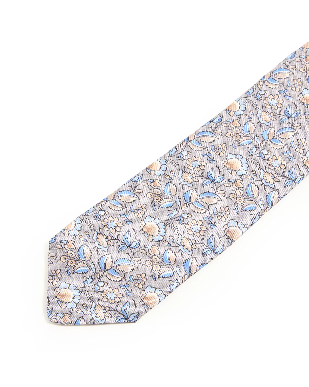 Smoke Blue Floral Silk Tie - Image 3