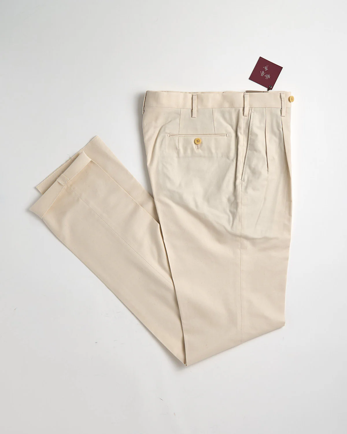 Brushed Cotton & Wool Serge Soft Pleated Trousers