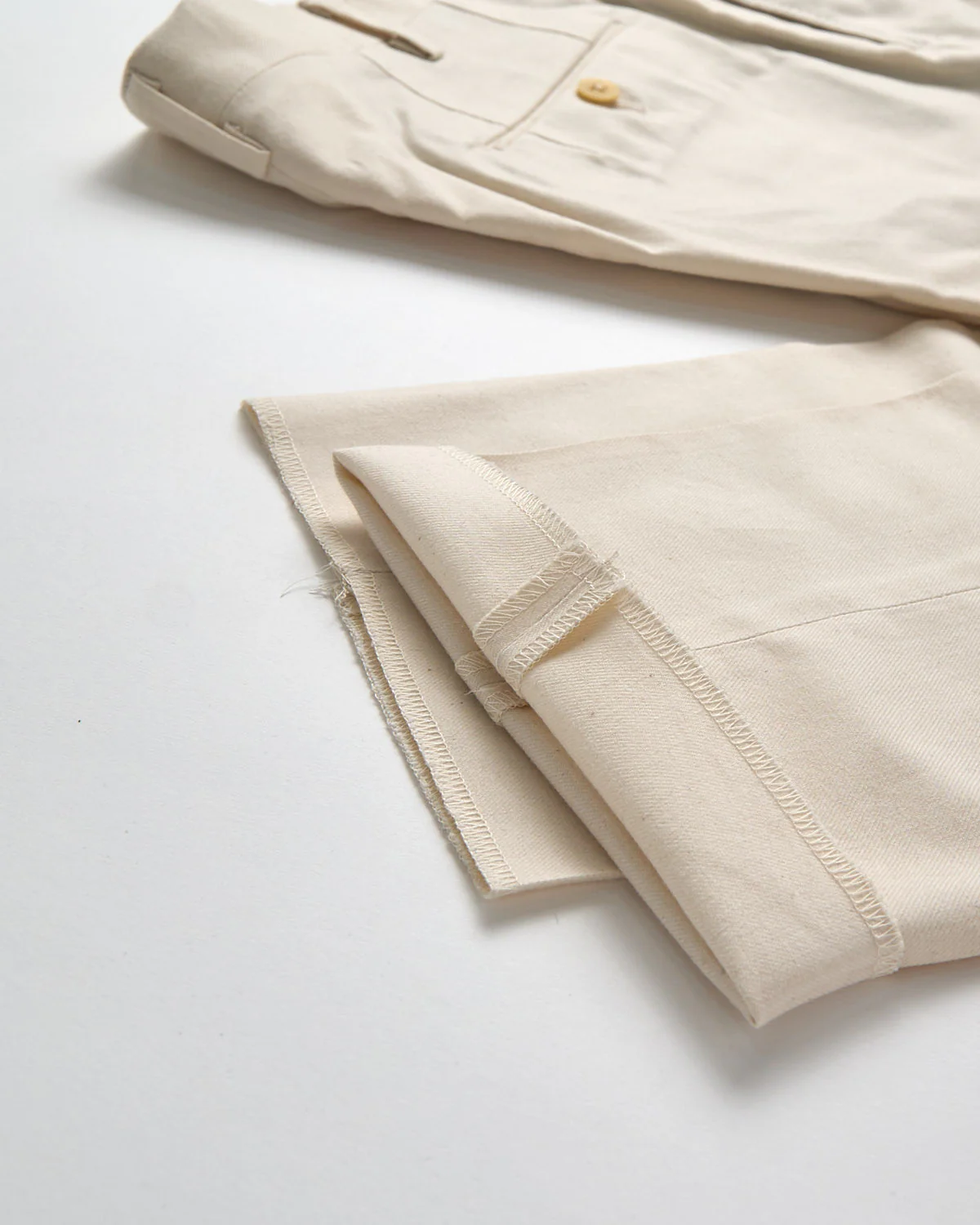 Brushed Cotton & Wool Serge Soft Pleated Trousers - Image 2