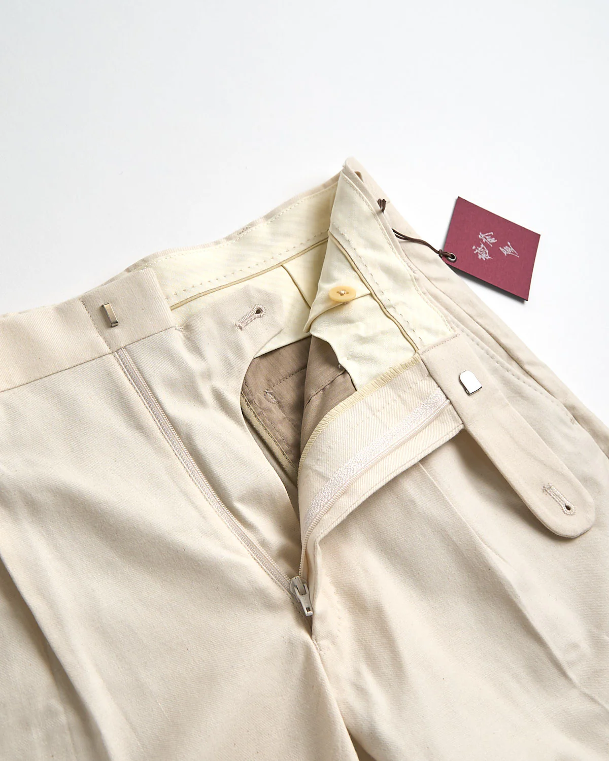 Brushed Cotton & Wool Serge Soft Pleated Trousers - Image 3