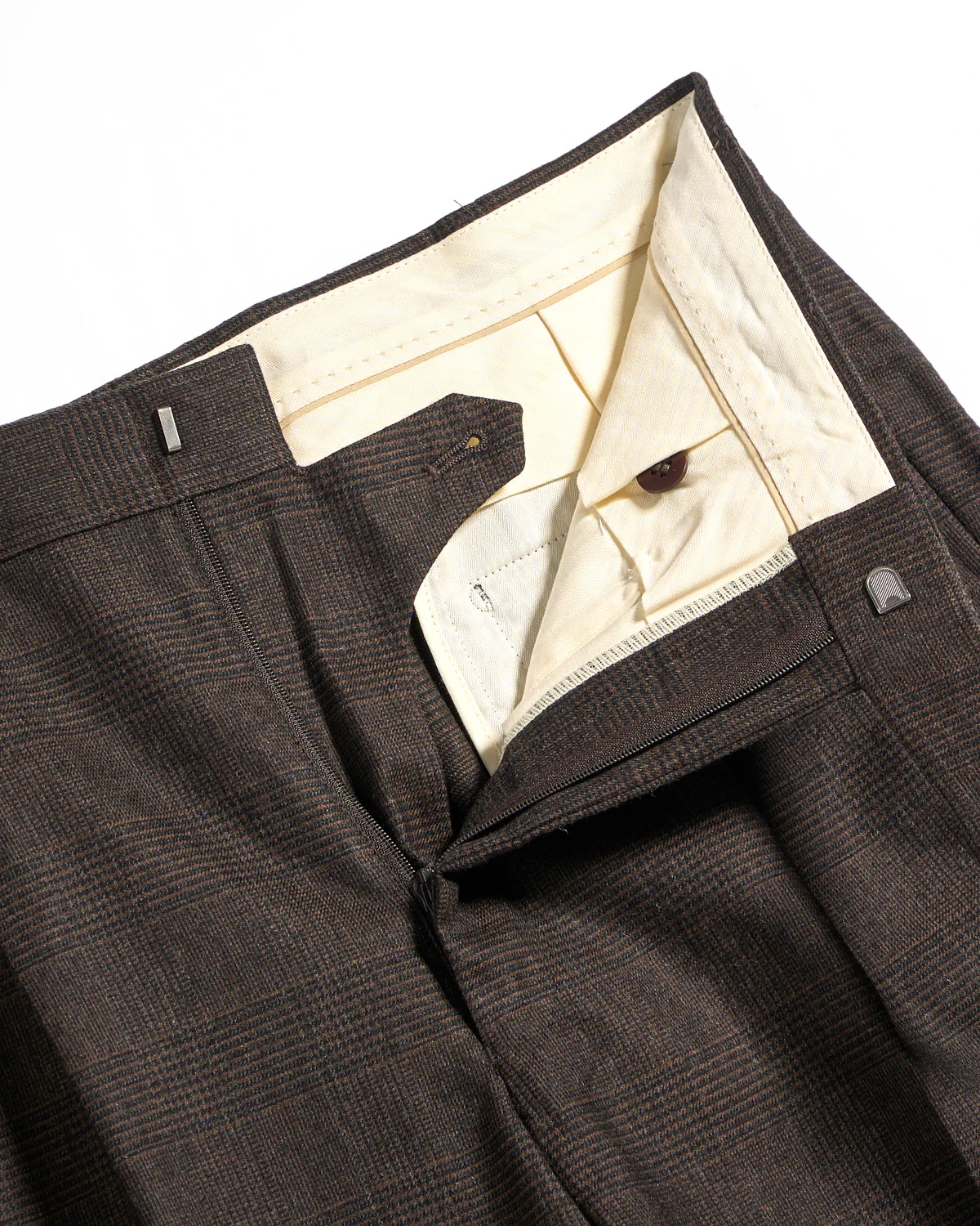 Prince Of Wales Super 120's Light Flannel Double Pleated Dress Pants - Image 2