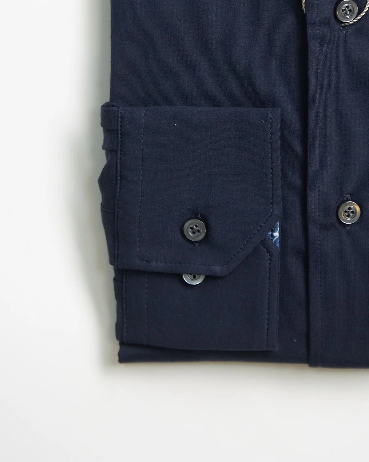 Modern Fit 'Albini 4 Flex' Solid Navy Stretch Knit Shirt - Image 2