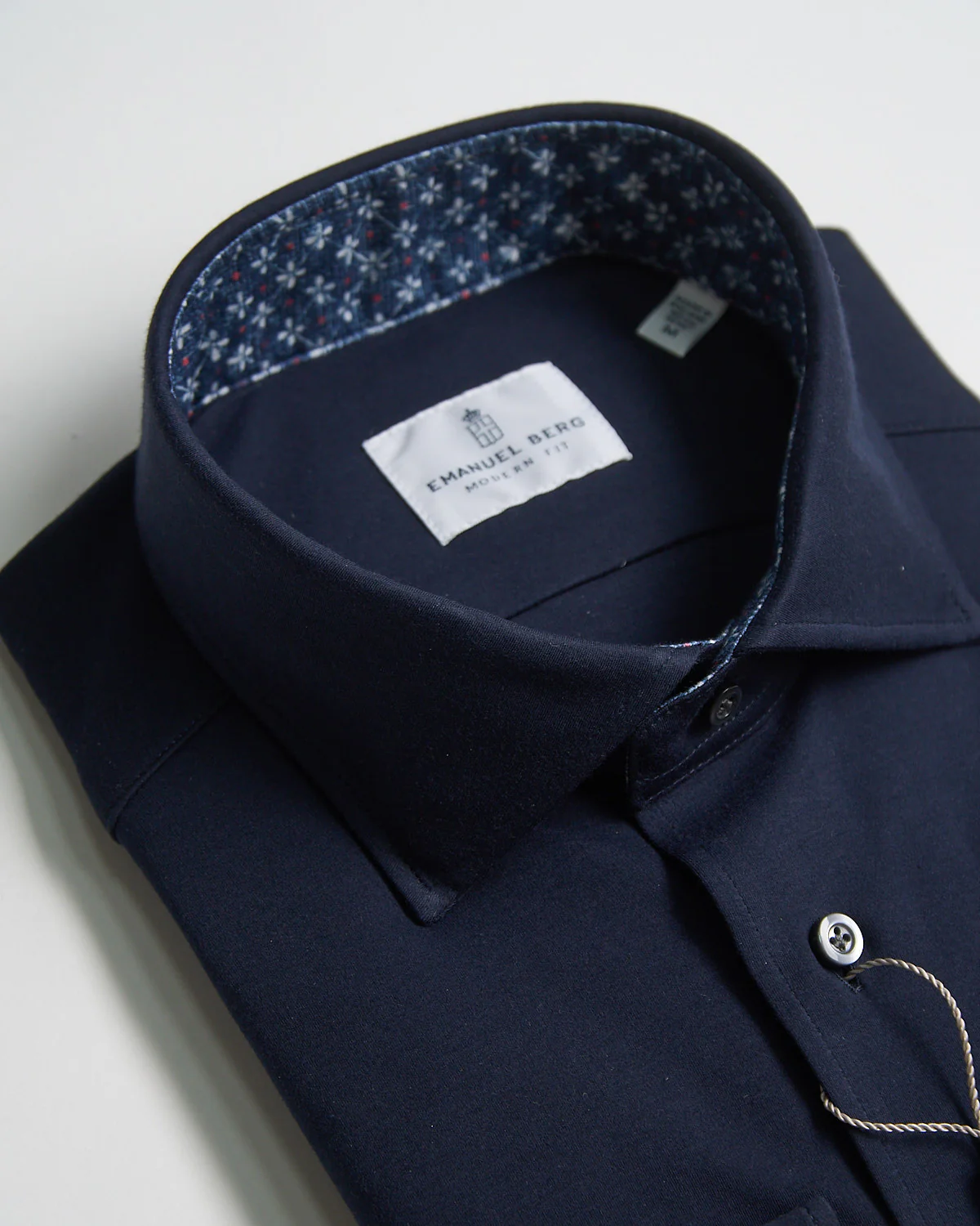 Modern Fit 'Albini 4 Flex' Solid Navy Stretch Knit Shirt - Image 3