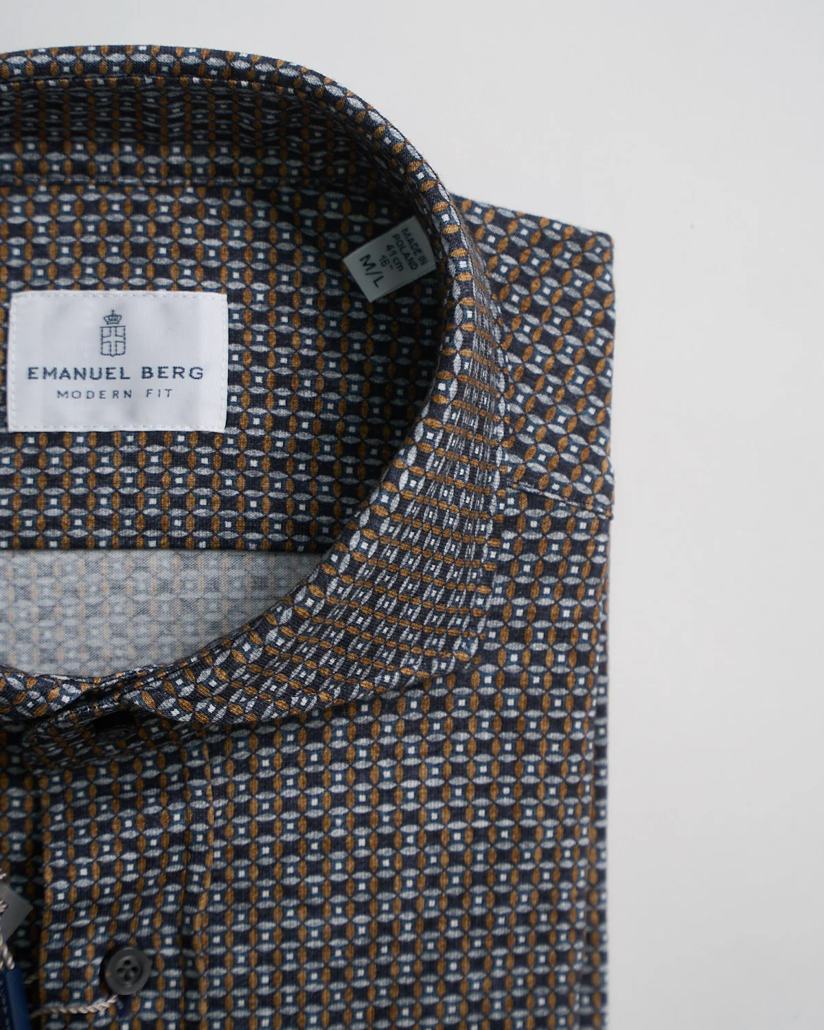 Modern Fit 'Premium Jersey' Neat Pattern Stretch Knit Shirt - Image 4