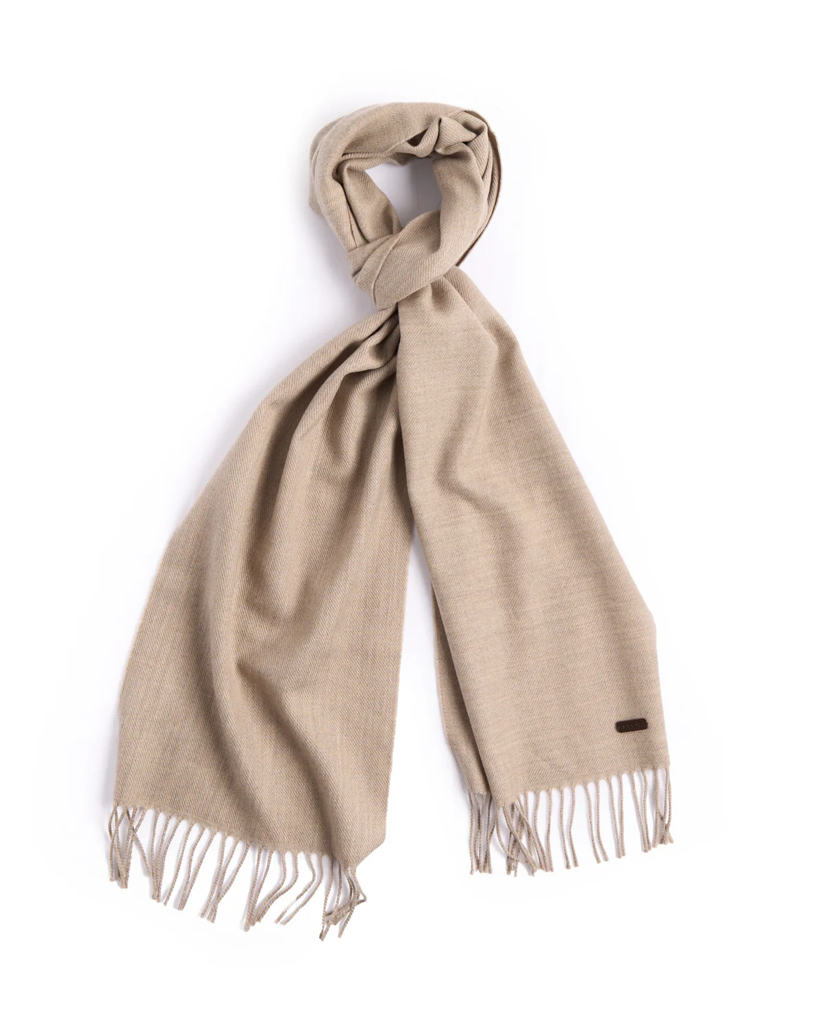Beige Twill Merino Wool Scarf - Image 2