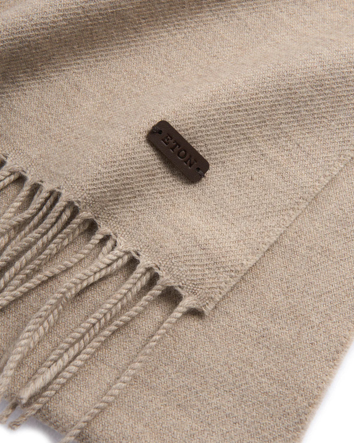 Beige Twill Merino Wool Scarf - Image 3