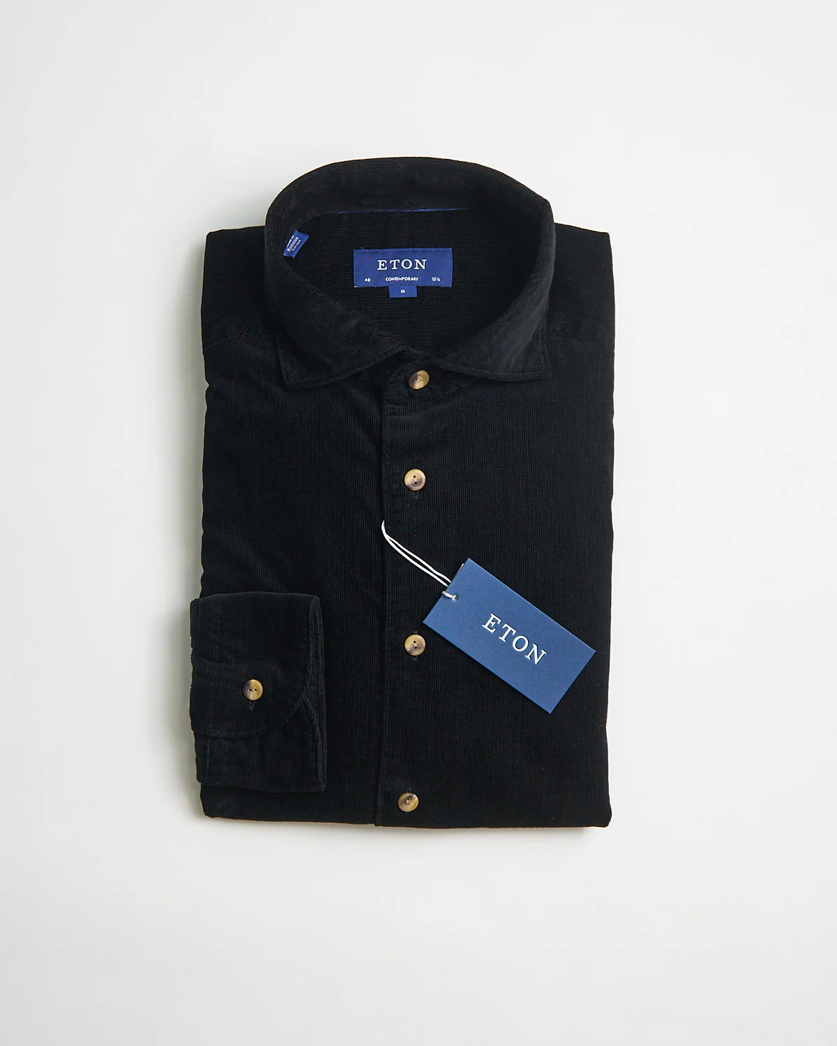 Black Fine Whale Corduroy Contemporary Shirt