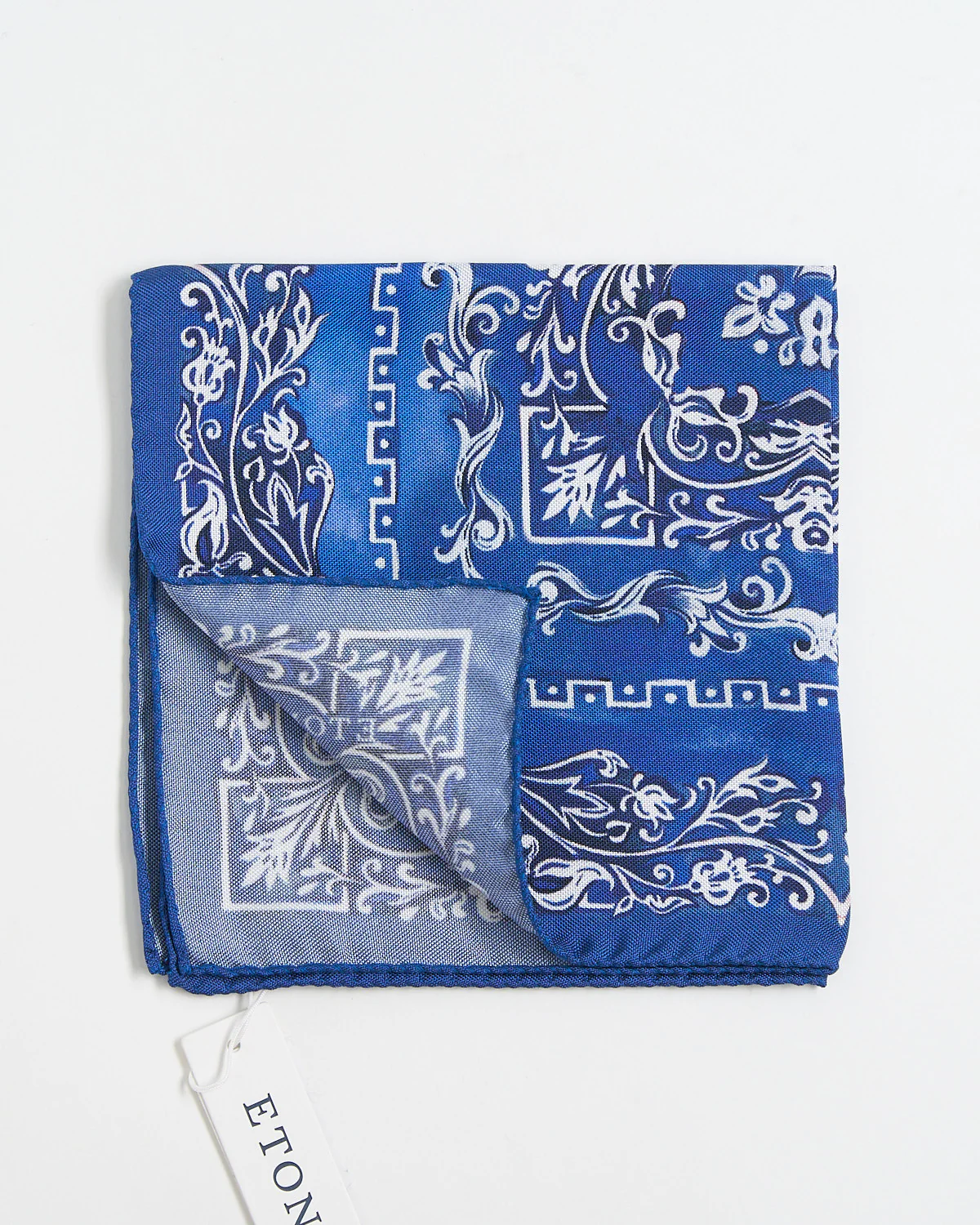 Blue Medallion Silk Pocket Square