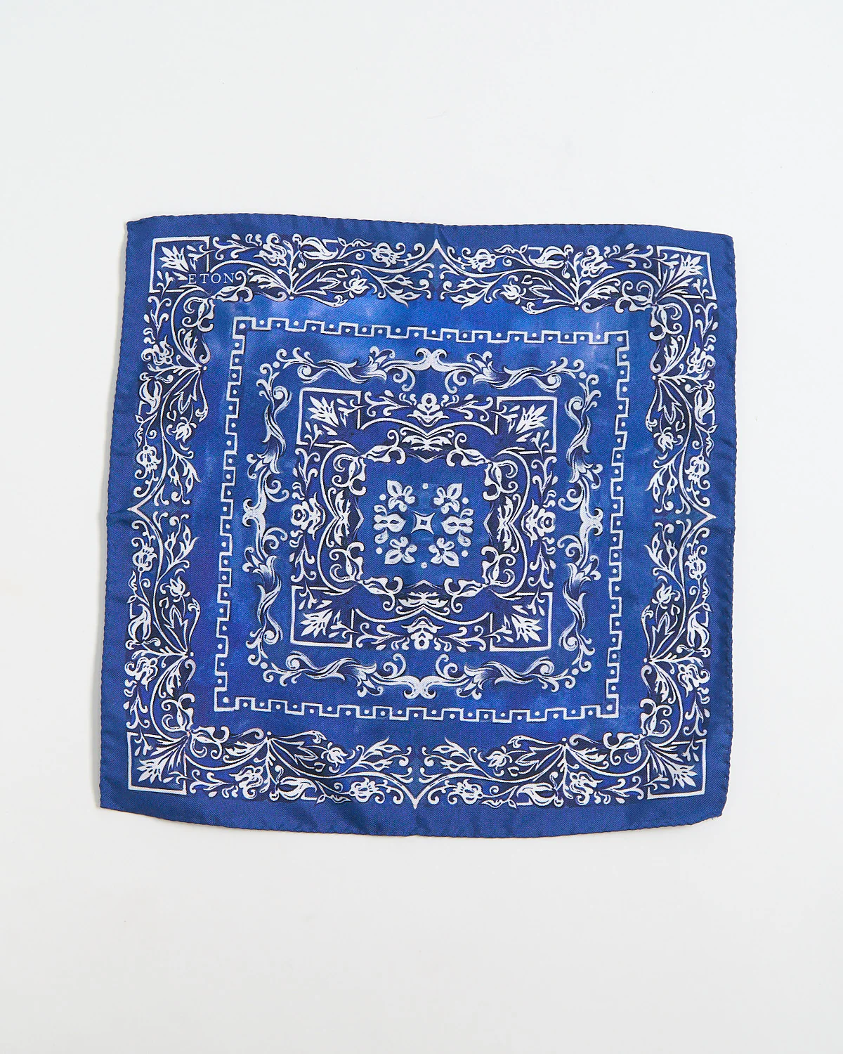 Blue Medallion Silk Pocket Square - Image 3