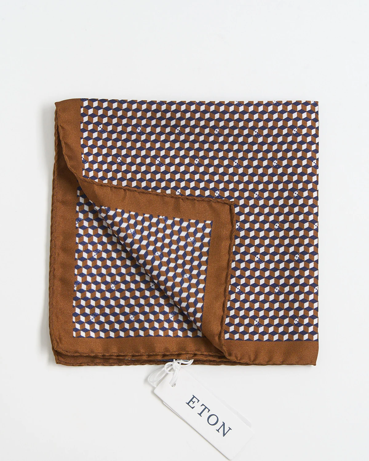 Brown Geometric Silk Pocket Square