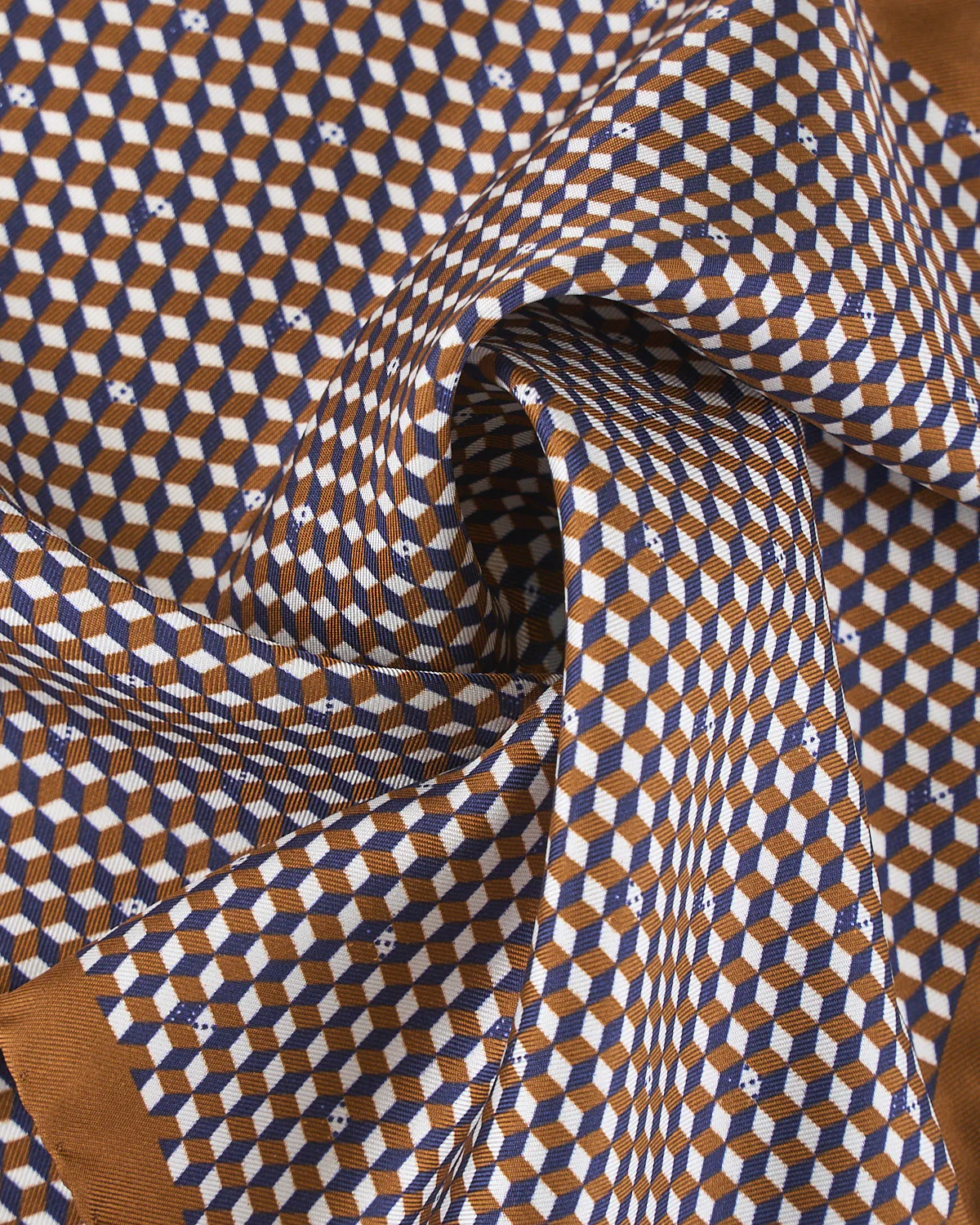 Brown Geometric Silk Pocket Square - Image 2